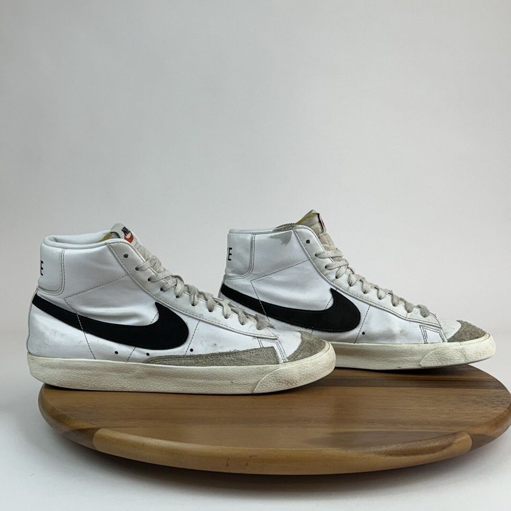 Mens Nike Blazer Mid '77 White Leather Casual Mid Sneakers Shoes Size 10‎ D GUC